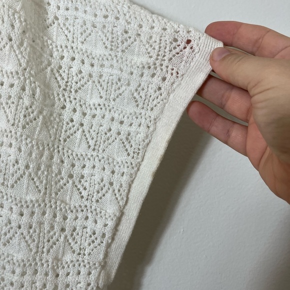 Torrid‎ Sz M Long Line Open Knit Duster White Short Sleeves Casual - Picture 4 of 7